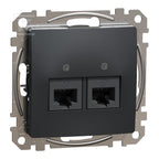 Gniazdo komputerowe 2xRJ45 kat.5e UTP, czarny antracyt SEDNA DESIGN