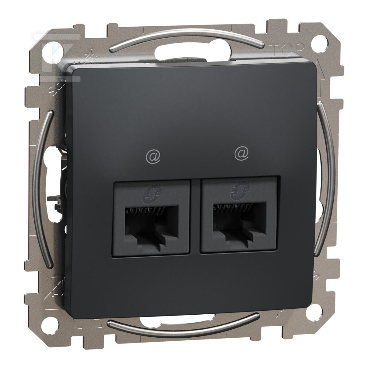 Gniazdo komputerowe 2xRJ45 kat.5e UTP, czarny antracyt SEDNA DESIGN