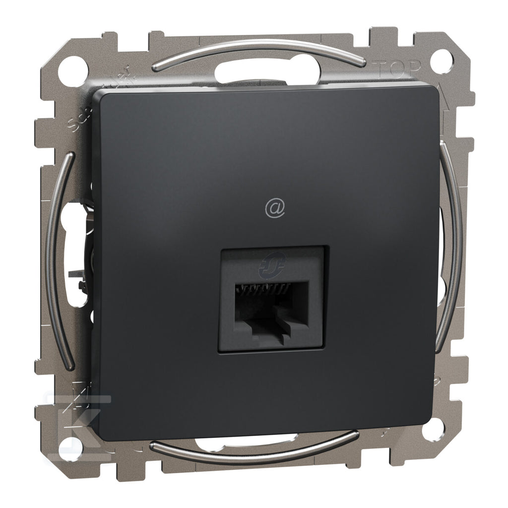 Gniazdo komputerowe RJ45 kat.6 UTP, czarny antracyt SEDNA DESIGN