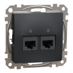 Gniazdo komputerowe 2xRJ45 kat.5e UTP, czarny antracyt SEDNA DESIGN