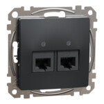 Gniazdo komputerowe 2xRJ45 kat.5e UTP, czarny antracyt SEDNA DESIGN