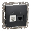 Gniazdo komputerowo-telefoniczne (RJ45 kat.6 UTP + RJ11), czarny antracyt SEDNA DESIGN
