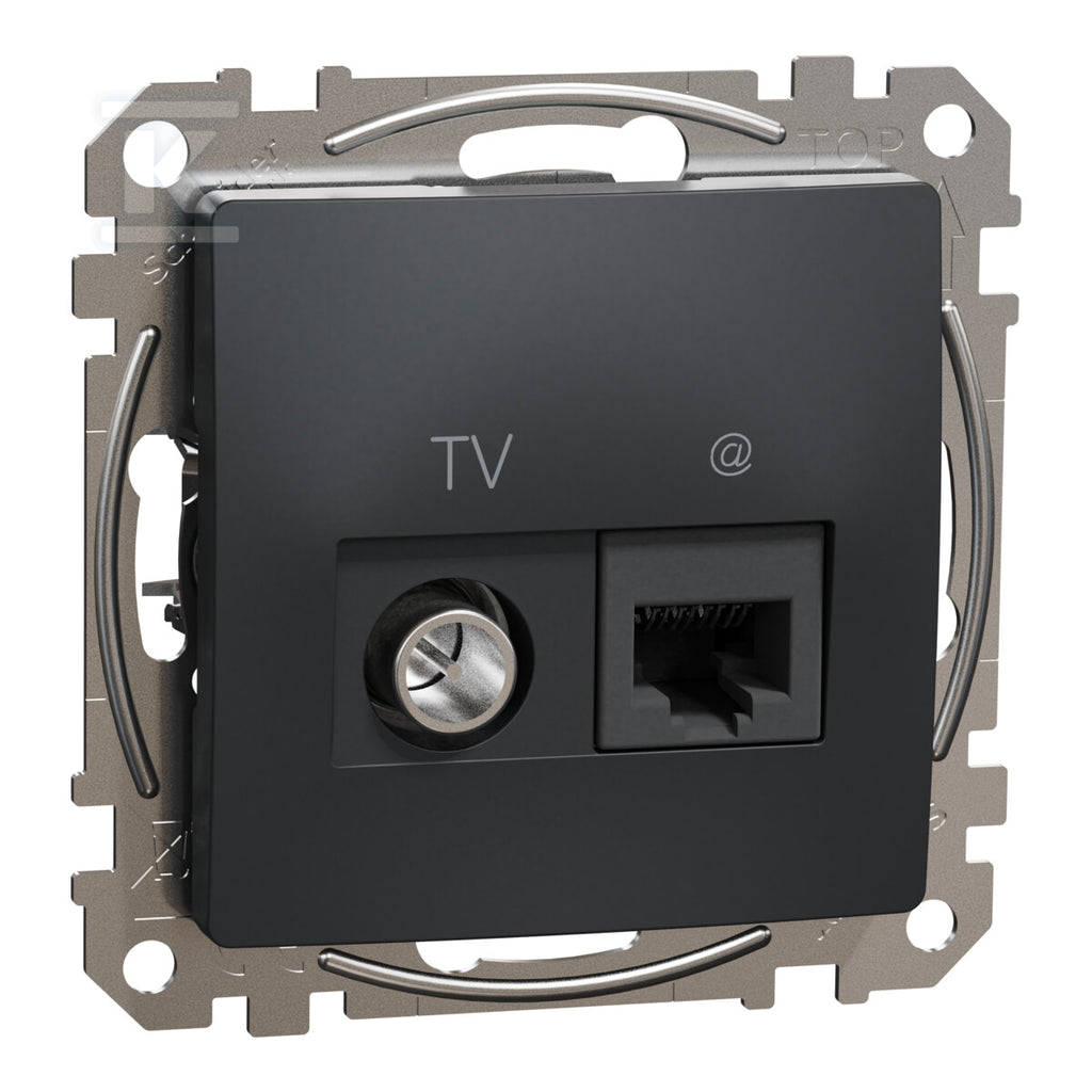 Gniazdo komputerowe-TV (kat.6 UTP), czarny antracyt SEDNA DESIGN