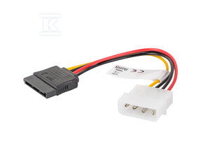 Kabel zasilający wewnętrzny SATA(m)->2X SATA(f) 15 cm kątowy