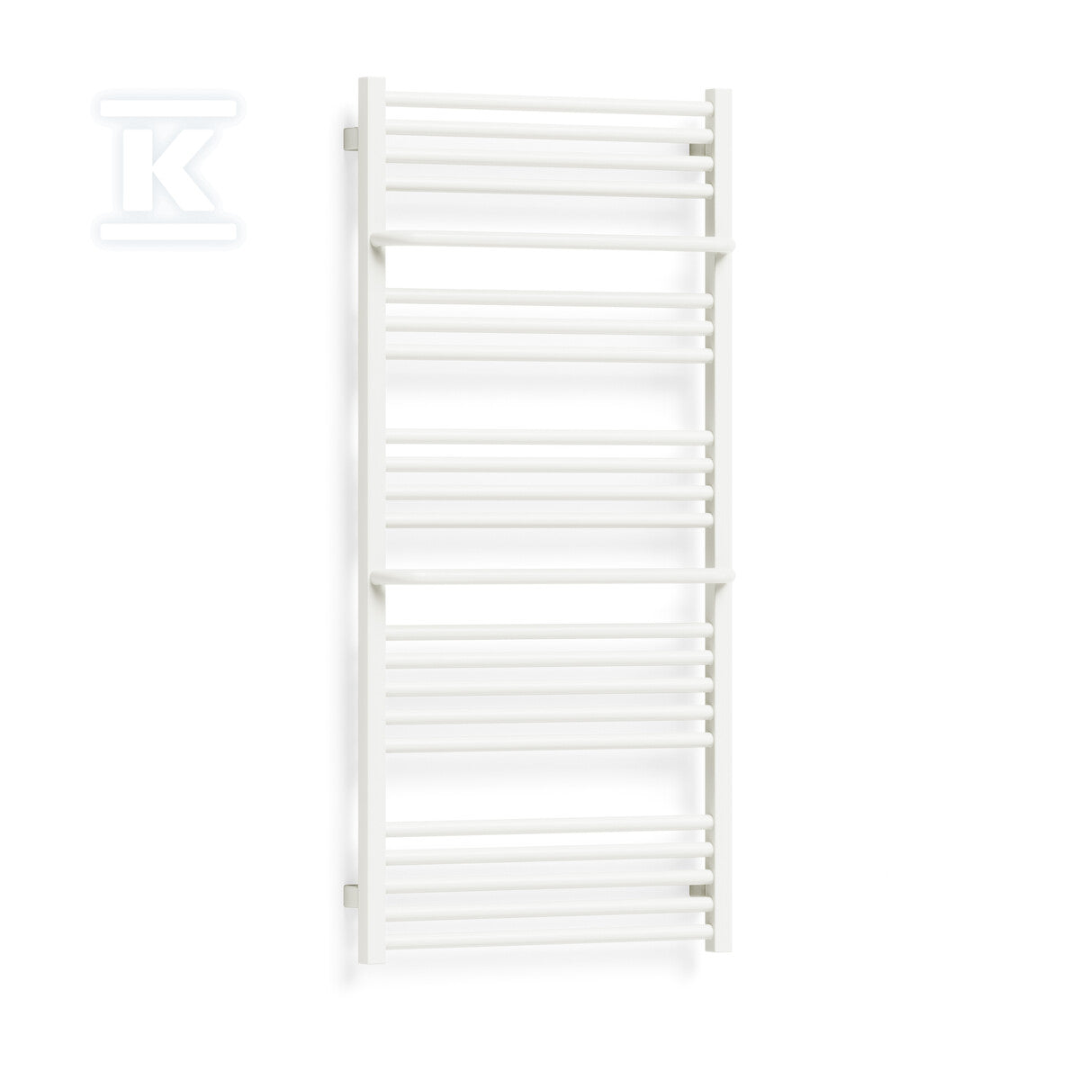 Grzejnik łazienkowy ONNLINE PBR 600x1260, moc grzewcza: 641W (75/65/20), rozstaw: 570mm, typ podłączenia: SX (wyłącznie dolne na kolektorach), kolor biały RAL9016, wymiary: H=1260, L=600, D=120