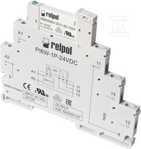 Przekaźnik interfejsowy wąskoprofilowy 1P 6A 12V DC IP20 PIR6W-1P-12VDC