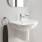 Bateria umywalkowa Grohe Eurosmart jednouchwytowa, rozmiar M, chrom, ogranicznik przepływu 5,7 l/min., głowica Ceramiczna 28 mm, korek push-open, wyciągana wylewka