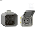 Gniazdo pojedyncze z uziemieniem 2P+Z, zaciski automatyczne, mechanizm 16A-250V~- szare, NOWE PLEXO 55 + Puszka natynkowa pojedyncza z przepustem kablowym PG20 - szara, NOWE PLEXO 55, 069551L / 069656L
