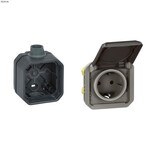 Gniazdo pojedyncze z uziemieniem Schuko 2P+Z, zaciski automatyczne, mechanizm 16 A-250V~ - antracyt, NOWE PLEXO 55