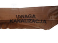 Folia LDPE / taśma ostrzegawczo-lokalizacyjna z nadrukiem "KANALIZACJA", kolor brązowy, rolka, szer.200mm / gr. 0.08mm / dł.100m, z wkładką o szer.10mm ze stali nierdzewnej