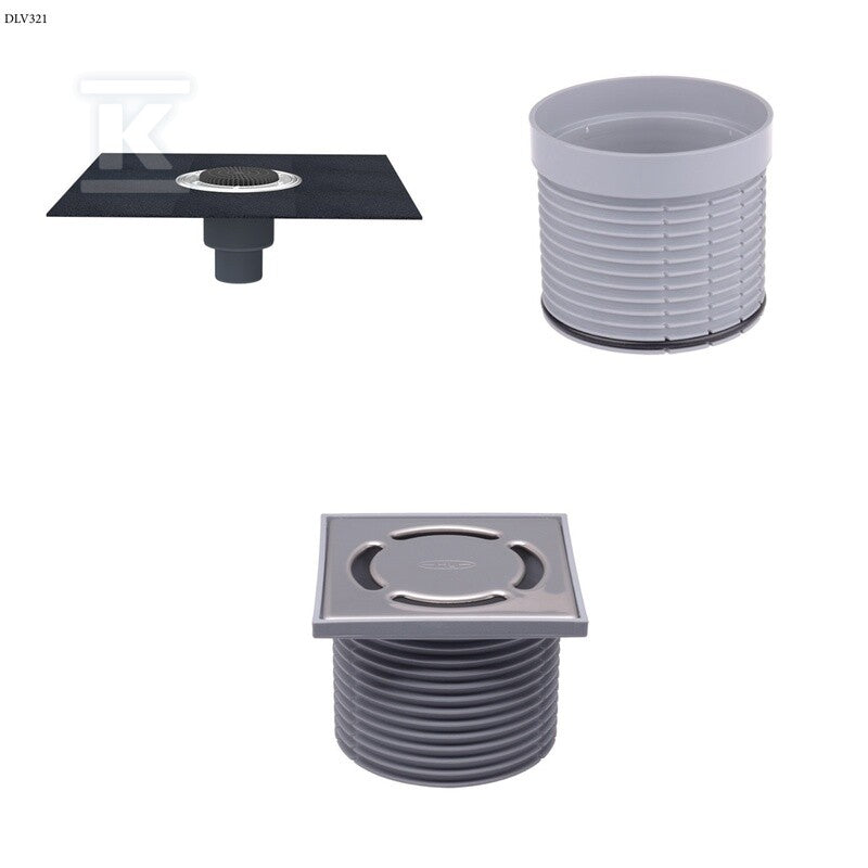 Korpus PP wpustu balkonowo-tarasowego pionowy DN50/75/110 z kołnierzem bitumicznym