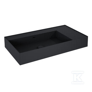 Umywalka LEVEL 80 lewa ścienna, solid-surface black matt