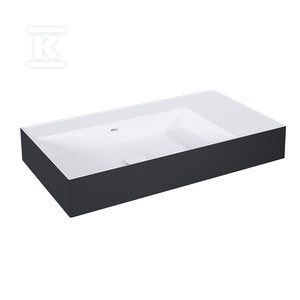Umywalka LEVEL 80 lewa ścienna, solid-surface whitet/blackt