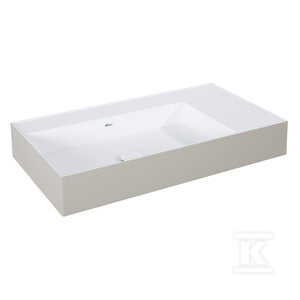 Umywalka LEVEL 80 lewa ścienna, solid-surface whitet/fumet