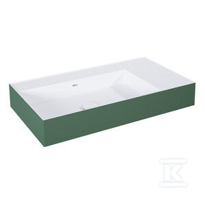 Umywalka LEVEL 80 lewa ścienna, solid-surface whitet/forest greent