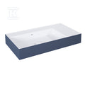 Umywalka LEVEL 80 lewa ścienna, solid-surface whitet/navy bluet