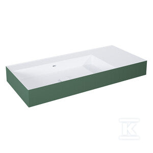Umywalka LEVEL 100 lewa ścienna, solid-surface whitet/forest greent