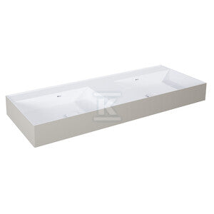 Umywalka LEVEL 120 duo ścienna, solid-surface whitet/fumet