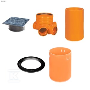 Studnia Diamir DN/OD 400 GŁADKA_ZESTAW: kineta zbiorcza TYP2 400xKG200 + trzon H=6m + teleskop H=40cm + właz żeliwny 315 kl.B125