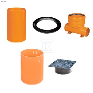 Studnia Diamir DN/OD 400 GŁADKA_ZESTAW: kineta przelotowa TYP1 400xKG200 + trzon H=2m + teleskop H=40cm + właz żeliwny 315 kl.A15