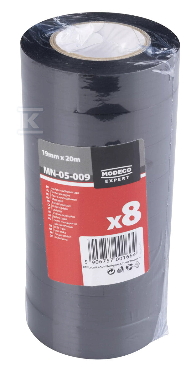 19MM X 20M TAŚMA IZOLACYJNA CZARNA ATEST 1 KV [EXPERT]
