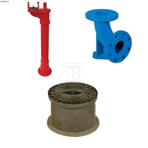 Hydrant podziemny HP6 DN80 H1250, PN10, GJL, pojedyncze zamknięcie, kolumna stalowa + kolano stopowe N DN80, GJS + skrzynka żeliwna ZESTAW
