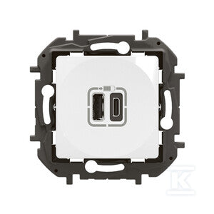 Gniazdo 2xUSB typ A+C-3A białe, NOWE NILOE