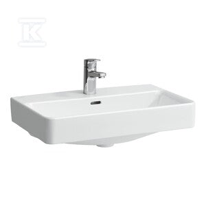 PRO S Umywalka ścienna 600 x 380 mm (compacto), powłoka LCC Activez otworem na baterię na środku, z otworem przelewowymszlifowany spód umywalki umożliwia postawienie na blacie (wymagany montaż umywalki do ściany)