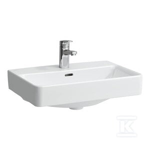 PRO S Umywalka ścienna 550 x 380 mm (compacto), powłoka LCC Activez otworem na baterię na środku, z otworem przelewowym