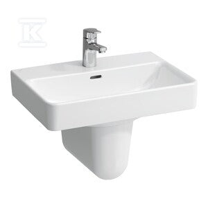 PRO S Umywalka ścienna 600 x 380 mm (compacto), powłoka LCC Activez otworem na baterię na środku, z otworem przelewowym