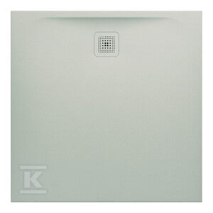 PRO brodzik kwadratowy 1000 x 1000 mm, z materiału kompozytowego MARBOND, jasnoszaryz odpływem przy krótszym boku