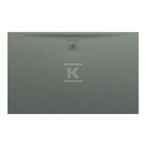 PRO brodzik prostokątny 1600 x 1000 mm, z materiału kompozytowego MARBOND, beton architektoniczny z odpływem przy dłuższym boku