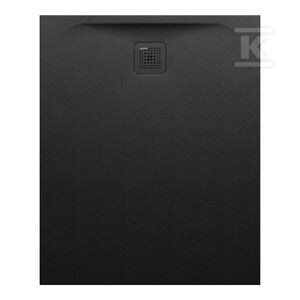 PRO brodzik prostokątny 1100 x 900 mm, z materiału kompozytowego MARBOND, czarny z odpływem przy krótszym boku