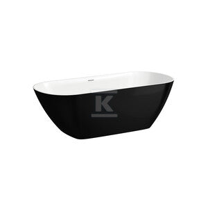 LUA wanna wolnostojąca 1700 x 750 mm, MARBOND, zintegrowany przelew, korek klik-klak chrom w komplecie, kolor zewnętrzny czarny połysk / wewnątrz biały połysk