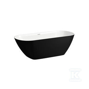 LUA wanna wolnostojąca 1700 x 750 mm, MARBOND, zintegrowany przelew, korek klik-klak chrom w komplecie, kolor zewnętrzny czarny mat / wewnątrz biały połysk