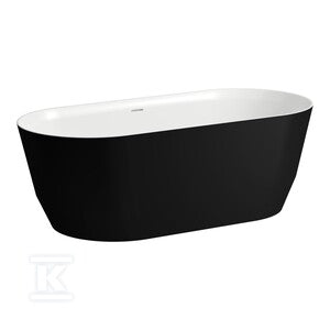 PRO wanna wolnostojąca 1650 x 750 mm, MARBOND, zintegrowany przelew, korek klik-klak chrom w komplecie, kolor zewnętrzny czarny mat/ wewnątrz biały połysk