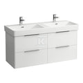 BASE szafka podumywalkowa 1200, 4x szuflada soft close, pod umywalkę podwójną, biały połyskWymiary (szer./gł./wys.): 1160x440x530 mm