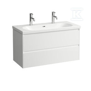 LANI szafka podumywalkowa 1000, 2 szuflady, pasuje do umywalki LUA 810089, biały połyskWymiary (szer./gł./wys.): 985x450x515 mm