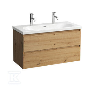 LANI szafka podumywalkowa 1000, 2 szuflady, pasuje do umywalki LUA 810089, dziki dąbWymiary (szer./gł./wys.): 985x450x515 mm