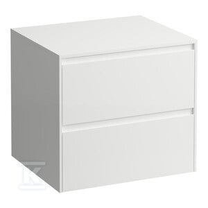 LANI szafka z blatem 600, bez wycięcia pod umywalkę, 2x szuflada, blat 12 mm, biały matWymiary (szer./gł./wys.): 585x495x525 mm