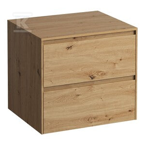 LANI szafka z blatem 600, bez wycięcia pod umywalkę, 2x szuflada, blat 12 mm, dziki dąbWymiary (szer./gł./wys.): 585x495x525 mm