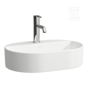 SAVOY Umywalka nablatowa owalna z półką na baterie 550 x 380 mmz otworem na baterię, bez otworu przelewowego
