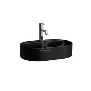 SAVOY Umywalka nablatowa owalna z półką na baterie 550 x 380 mm, kolor czarny matowyz otworem na baterię bez otworu przelewowego