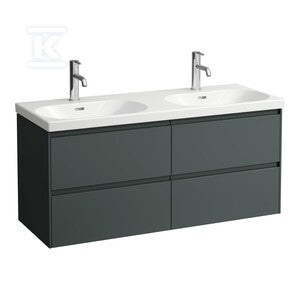 LUA Umywalka ścienna podwójna 1200 x 460 mm, powłoka LCCz otworem na baterię, z otworem przelewowym w każdej komorze umywalki