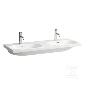LUA Umywalka ścienna podwójna 1200 x 460 mm, powłoka LCCz otworem przelewowym, bez otworów na baterie