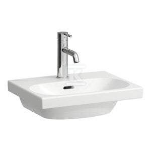 LUA Mała umywalka ścienna 450 x 340 mm, powłoka LCCszlifowany spód umożliwiający postawienie na blaciebez otworu na baterię, z otworem przelewowym