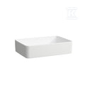 SAVOY Umywalka nablatowa prostokątna 550 x 380 mm, kolor biały matowybez otworu na baterię, otwór przelewowy na przedniej ściance niewidoczny dla użytkownika