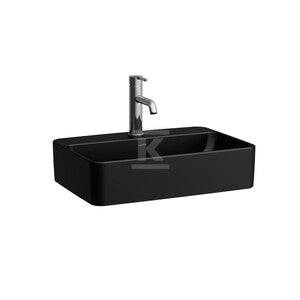 SAVOY Umywalka nablatowa prostokątna z półką na baterie 550 x 380 mm, kolor czarny matowyz otworem na baterię, bez otworu przelewowego