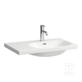 LUA Umywalka ścienna asymetryczna, półka po lewej stronie 750 x 460 mm z otworem na baterię, z otworem przelewowym