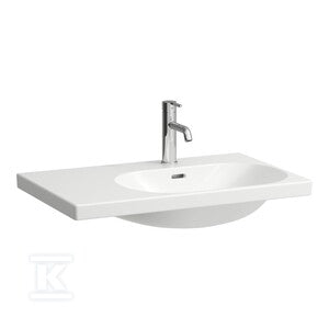 LUA Umywalka ścienna asymetryczna, półka po lewej stronie 750 x 460 mm bez otworu na baterię, z otworem przelewowym